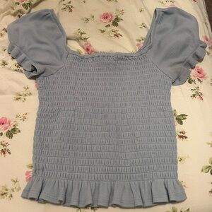 Good Luck Gem Smocked Puff Sleeve Blouse Size Small